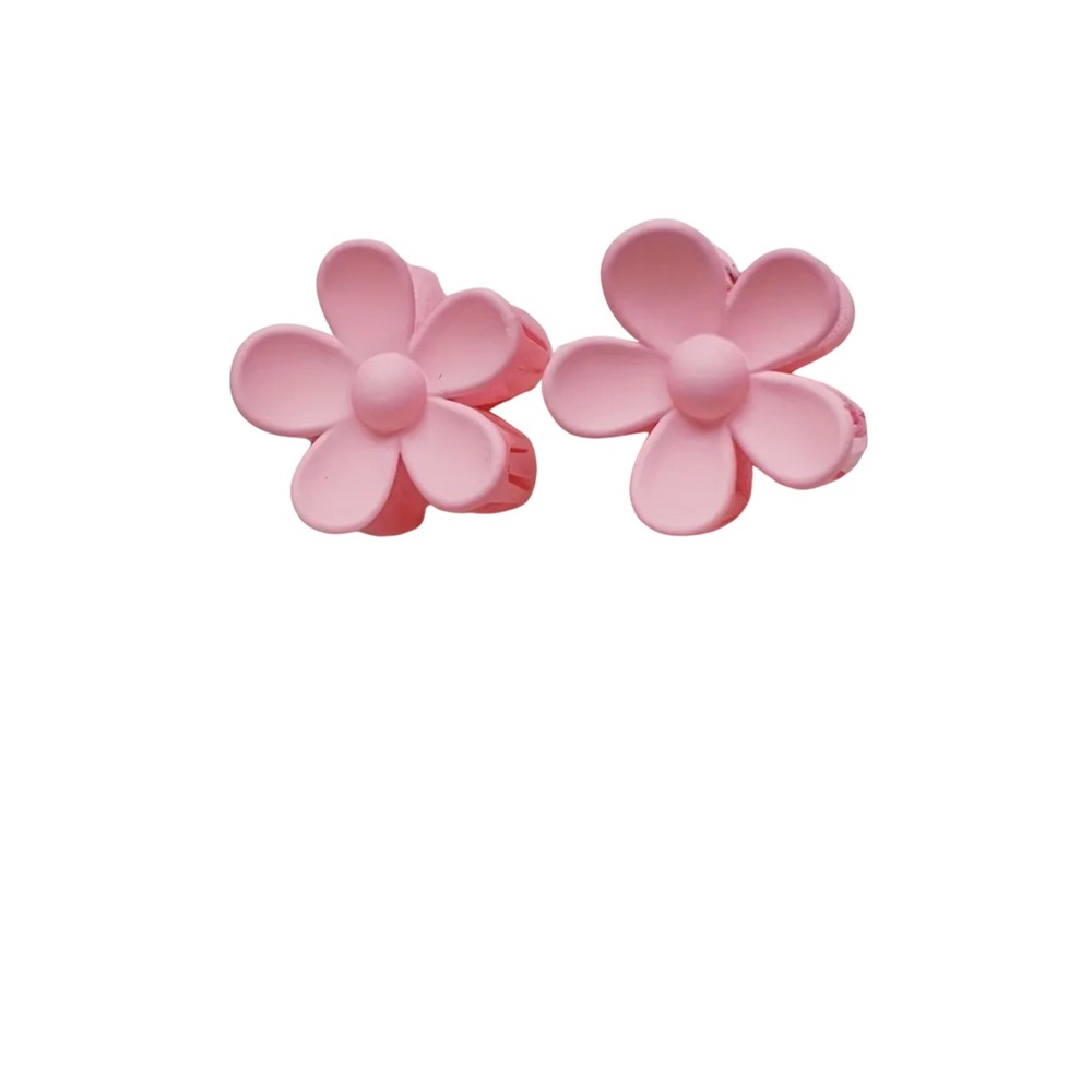 Pink Flower Hair Clips